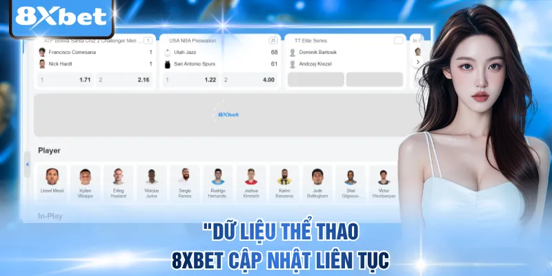Dữ liệu thể thao 8xbet cập nhật liên tục